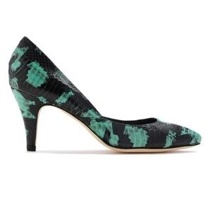 Loeffler Randall teal python leather Tamsin classic pumps size 5 1/2